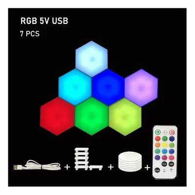 (7pcs) RGB LED Lamp Hexagon Light Touch Sensor RGBW LED Honeycomb Light Colorful Night Light USB