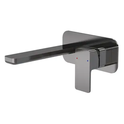 Square Wall Mount Tap Hole Basin Mixer Tap & Back Plate - Brushed Pewter