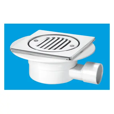 McAlpine VSG1T6SS Valve Shower Gully, Tile with removable Grid, 1Â½" Horizontal Outlet