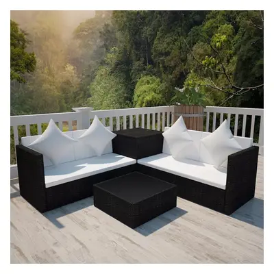 vidaXL Garden Sofa Set Pieces Poly Rattan Black Outdoor Patio Couch Lounge