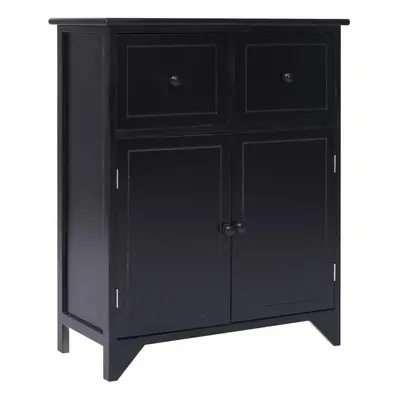 vidaXL Side Cabinet Black Paulownia Wood Storage Organiser Chest of Drawer