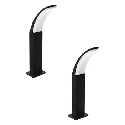 2 PACK IP44 Outdoor Pedestal Light Black Aluminium 11W LED Wall Post Lamp