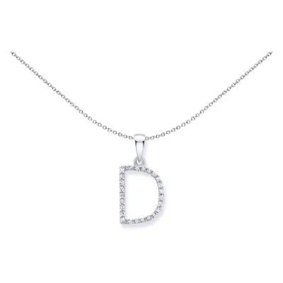 Jewelco London 9ct White Gold Diamond Initial Charm Pendant Letter D 8mm x 17mm - INNR029-D