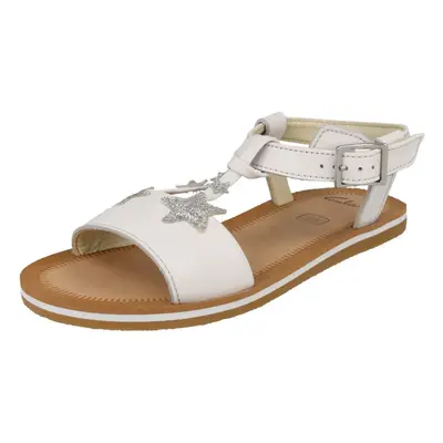 (White, UK 10.5 Child) Girls Clarks Star Detailed Sandals Finch Summer K