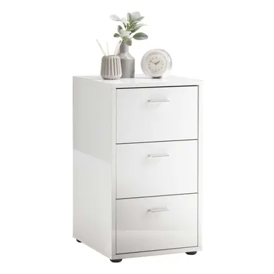 vidaXL FMD Bedside Table with Drawers High Gloss White