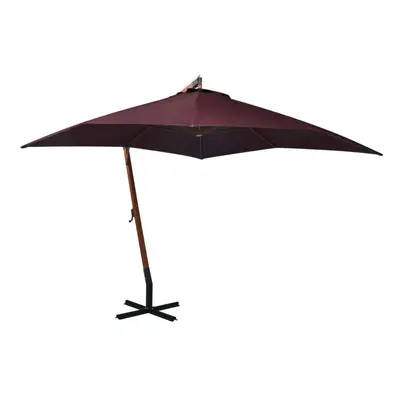 vidaXL Solid Fir Wood Hanging Parasol with Pole Bordeaux Red Garden Parasol