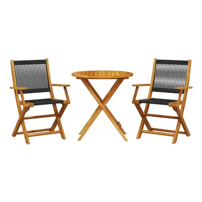 vidaXL Bistro Set Piece Outdoor Bar Set Black Polypropylene and Solid Wood