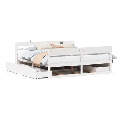 vidaXL Bed Frame without Mattress White 180x200 cm Super King Solid Wood Pine