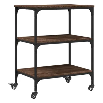 vidaXL Kitchen Trolley Rolling Cart Storage Cart Brown Oak Engineered Wood