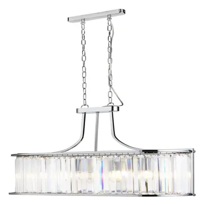 Searchlight Victoria Light Oval Pendant Chrome With Crystal Glass