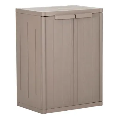 vidaXL Garden Storage Cabinet Brown PP Rattan Outdoor Tool Locker Cabinet