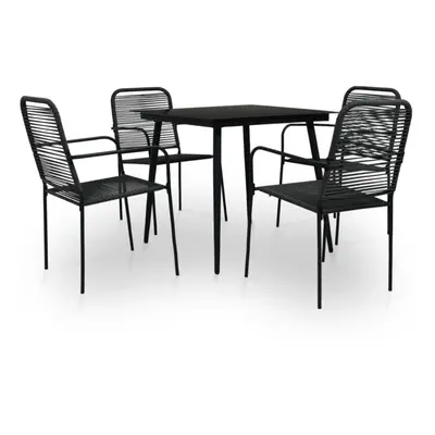 vidaXL Piece Outdoor Dining Set Cotton Rope and Steel Black Furniture Set