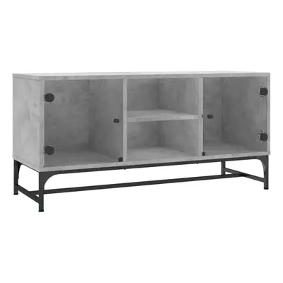 (concrete grey) vidaXL TV Cabinet with Glass Doors Home TV Stand Entertainment Centre TV Unit