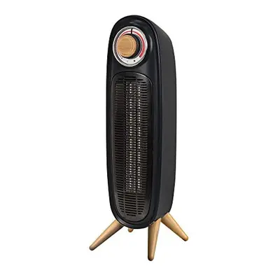 RHRETFH1002WDB Scandi Retro Tower Heater in Black & Wood, 20msq Room Size, 2000W Heater, Two Hea