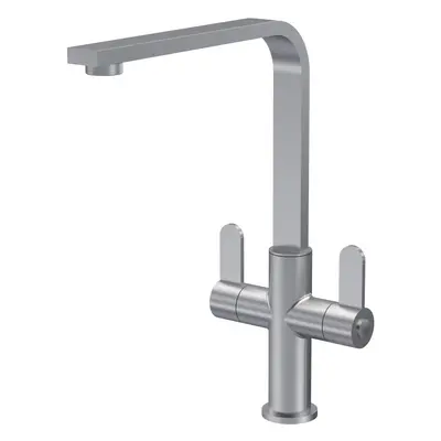 Kitchen Mono Mixer Tap with Lever Handles, 302mm - Brushed Nickel