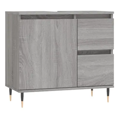 (grey sonoma) vidaXL Bathroom Cabinet Vanity Unit Highboard Cupboard Black Engineered Wood