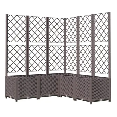 vidaXL Garden Planter with Trellis Brown PP Outdoor Raised Bed Flower Box