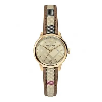 Burberry The Classic Watch Ladies Gold Haymarket Leather BU10114