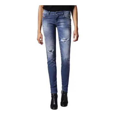 (W27 L32) DIESEL GRUPEE 0679C Womens Jeans Super Slim Fit Distress Casual Blue Denim Pants