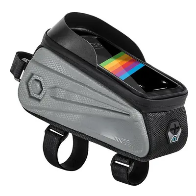 (Grey) Bicycle Top Tube Phone Bag Hard Case Waterproof Headphone