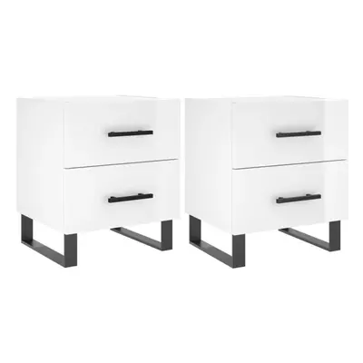 (high gloss white, pcs) vidaXL Bedside Cabinet Nightstands pcs High Gloss White Engineered Wood