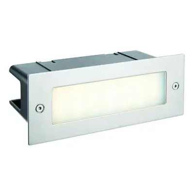 IP44 LED Full Brick Light Stainless Steel & Plain Frosted Glass 3.5W Cool White