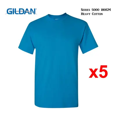 (XL) Packs Gildan T-SHIRT Blank Plain Basic Tee Men Heavy Cotton (Antique Sapphire)