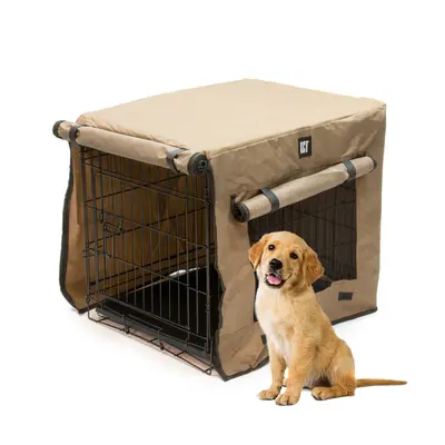 KCT 24â Small Metal Pet Crate + Floor With Cover Heavy Duty Foldable Covering for Dog Puppies 