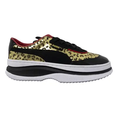 (4.5 (Adults')) Puma x Deva Charlotte Black Leopard Leather Low Lace Up Womens Trainers 01