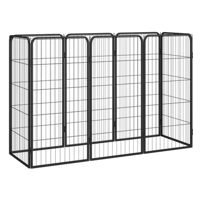 vidaXL 8-Panel Dog Playpen Black 50x100 cm Powder-coated Steel Dog Kennel