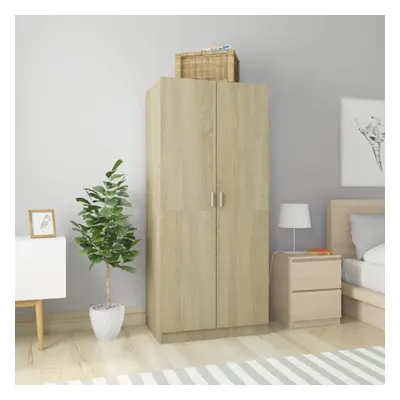 vidaXL Wardrobe Sonoma Oak Chipboard Clothing Cabinet Hanger Storage Organiser