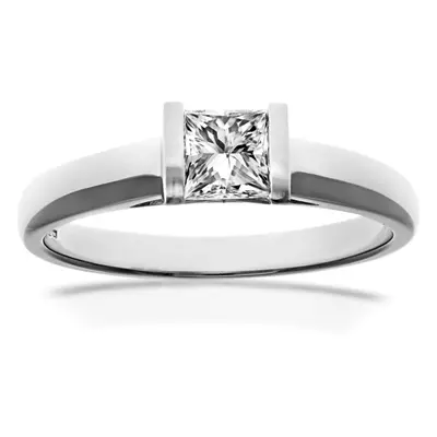 (O) Jewelco London 18ct White Gold Ring, 0.50ct Certified Diamond, Princess Cut