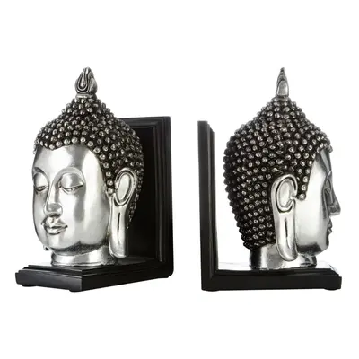 Set Of Buddha Head Bookends, Silver