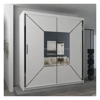 (White, Width 120cm) Modern Free Standing Mirror Sliding Wardrobe