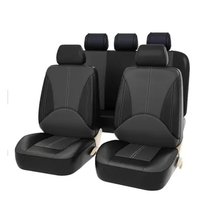 (Grey) Bucket Seat Cover Set Front Rear Universal for Car Sedan Truck SUV PU Leather