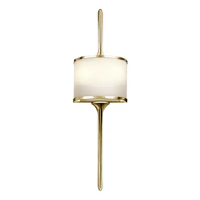 IP44 Twin Wall Light Mid Way Integral Glass Shade Polished Brass LED G9 3.5W