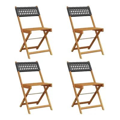 (black, pcs) vidaXL Bistro Chairs Outdoor Dining Chair Solid Wood Acacia and Poly Rattan