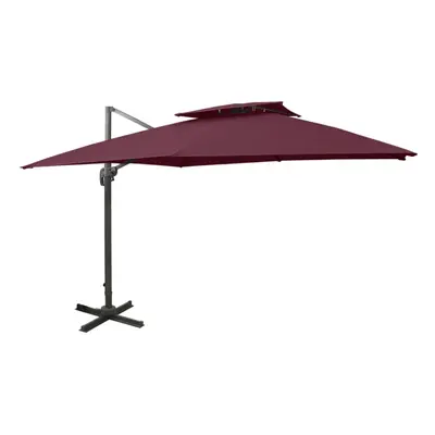 vidaXL Cantilever Umbrella with Double Top 300x300 cm Bordeaux Red Sunshade