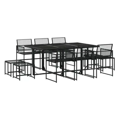 vidaXL Garden Dining Set Piece Outdoor Table and Chair Black Poly Rattan