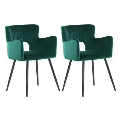 Set of Dining Chairs SANILAC Velvet Emerald Green