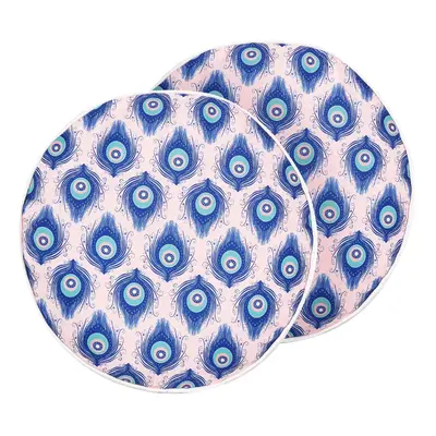 Set of Outdoor Cushions Peacock Pattern cm Blue and Pink CERIANA