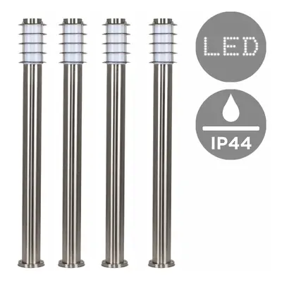 4 x Modern Outdoor Stainless Steel Bollard Lantern Light Posts - Metre