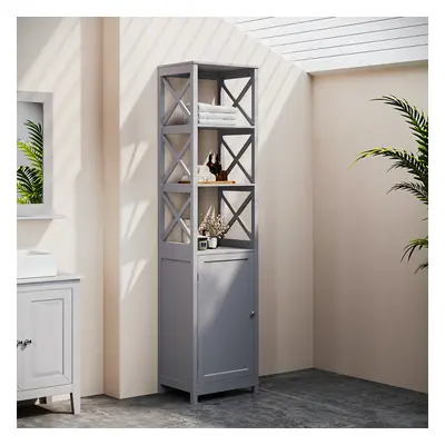 (Grey) Freestanding Wooden Bathroom Tall Cabinet