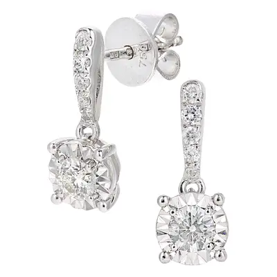 Jewelco London 18ct White Gold Round 1/4ct Diamond Solitaire Drop Earrings - PE0AXL5750W18