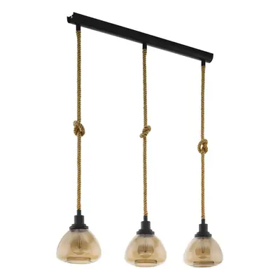 Hanging Ceiling Pendant Light Amber Glass & Rope Bulb E27 Kitchen Island