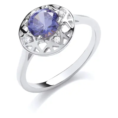 (N) Jewelco London Ladies Rhodium Plated Sterling Silver Lilac Cubic Zirconia Moonlight Frost Cl