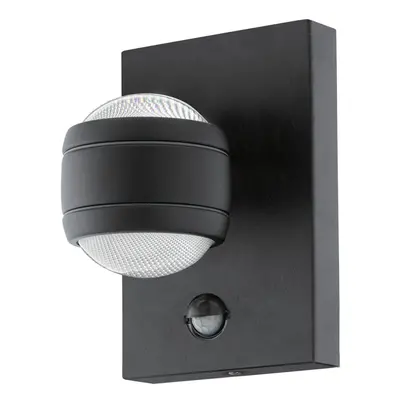 IP44 Outdoor Wall Light & PIR Sensor Black Zinc Steel 3.7W Built in LED