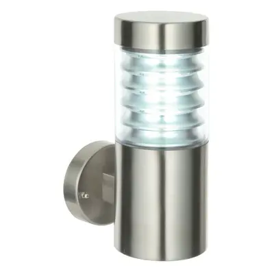 IP44 Outdoor Wall Light Brushed Steel Spiraled Clear Shade Porch Outdoor Lamp