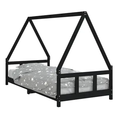 (black, x cm) vidaXL Kids Bed Frame Bedstead Wooden Bed Base Black 80x200 cm Solid Wood Pine