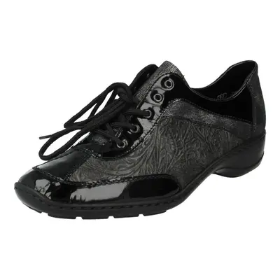 (UK 3.5, Black Combi) Ladies Rieker Lace Up Shoes